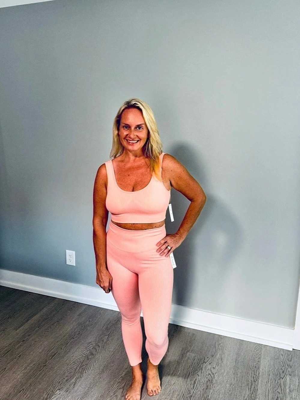 Pink Ribbed Activewear Set Like New